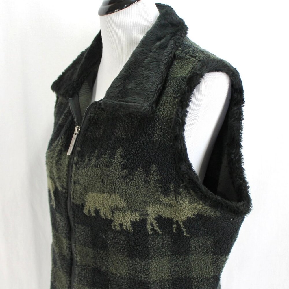 Woolrich Vest Womens Size L Green Black  Check Moose Full Zip Front Pockets - Picture 4 of 9